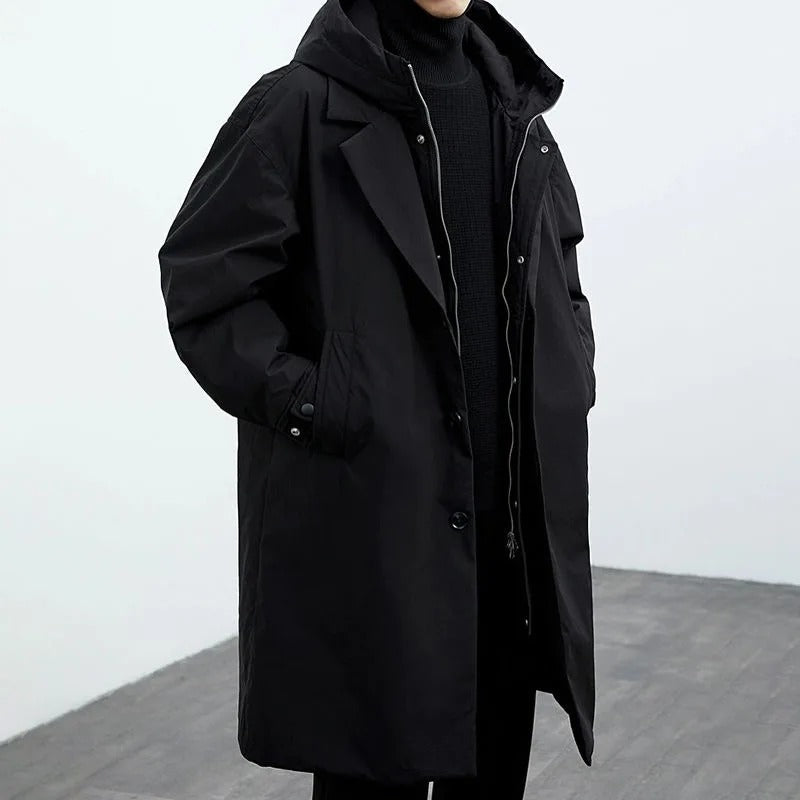 Men's Parka  - Removable Hood with Button and Zip Closure