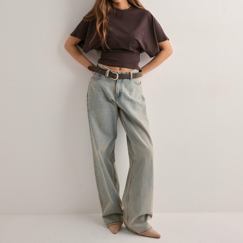 Women's Wide Sleeve T-shirt - Trendy & Fitted Waist