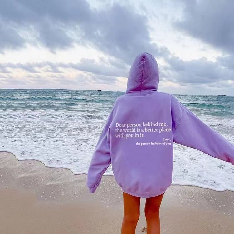 Unisex Pullover Hoodie - Slogan Print with Kangaroo Pocket