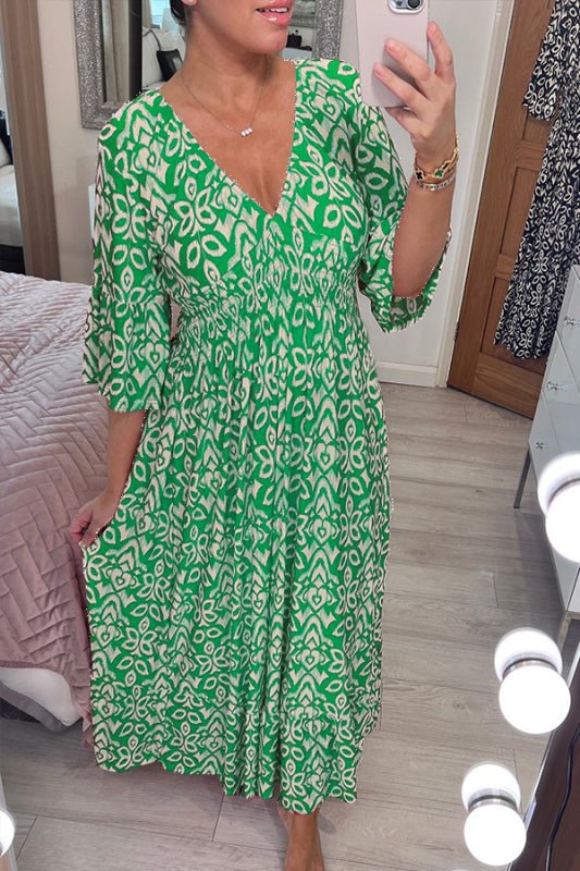 Elegant and Stylish Printed V-Neck Dress for Women