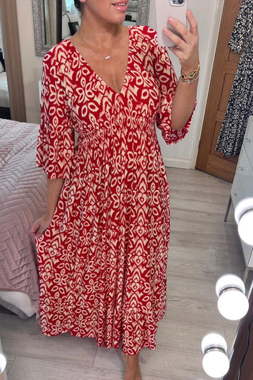 Elegant and Stylish Printed V-Neck Dress for Women
