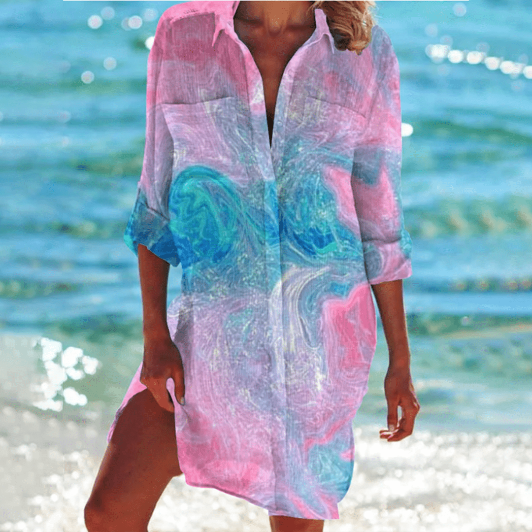 Chic and Modern Printed Shirt Dress for Women