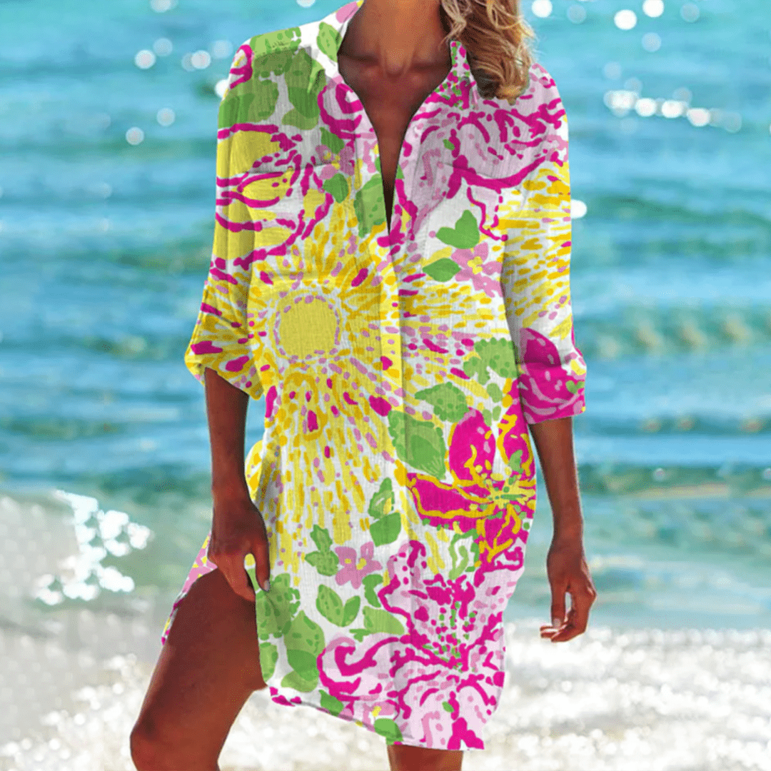 Chic and Modern Printed Shirt Dress for Women