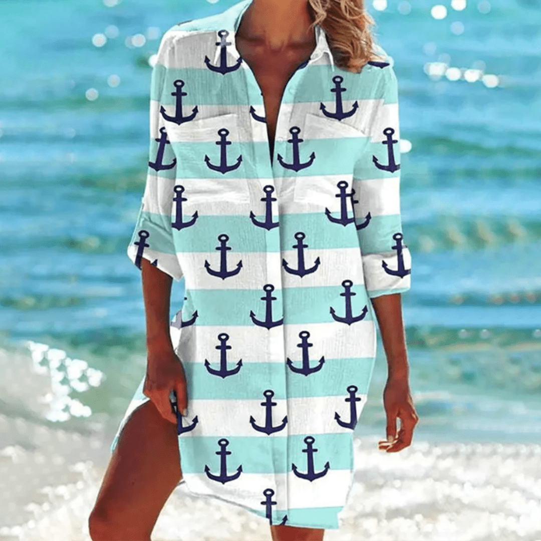 Chic and Modern Printed Shirt Dress for Women
