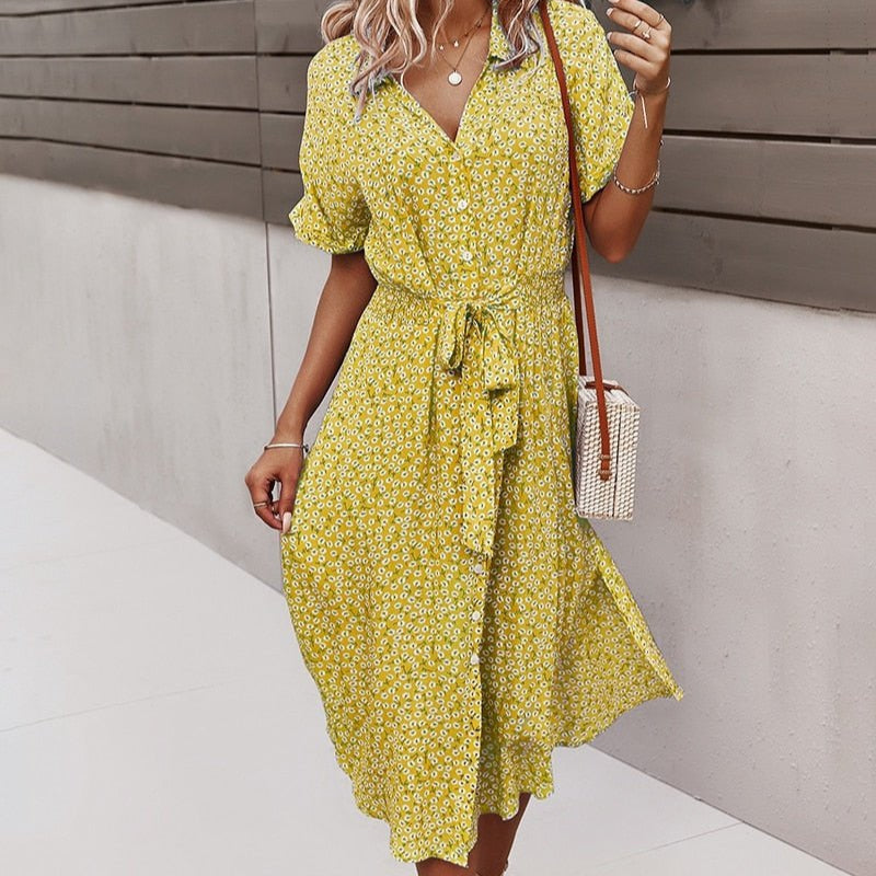 Flowy Floral Midi Dress for Women