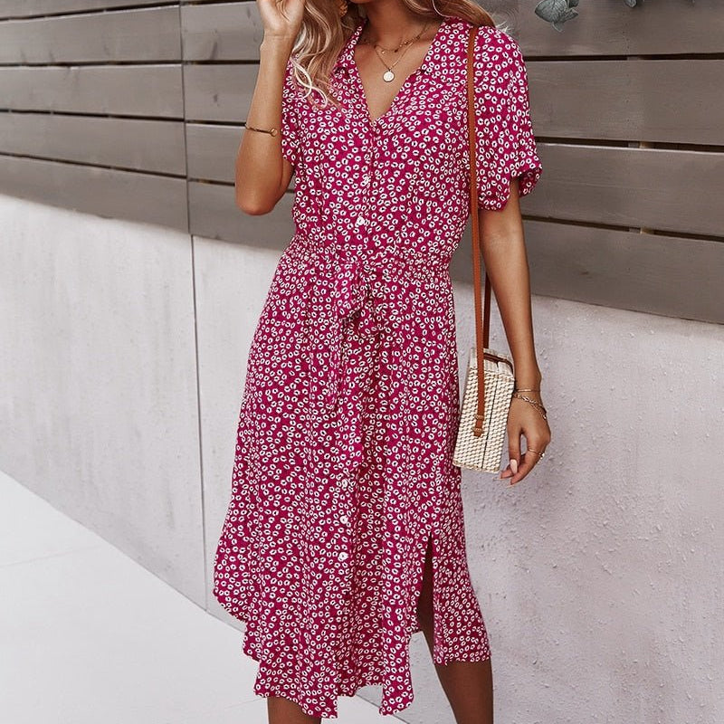 Flowy Floral Midi Dress for Women