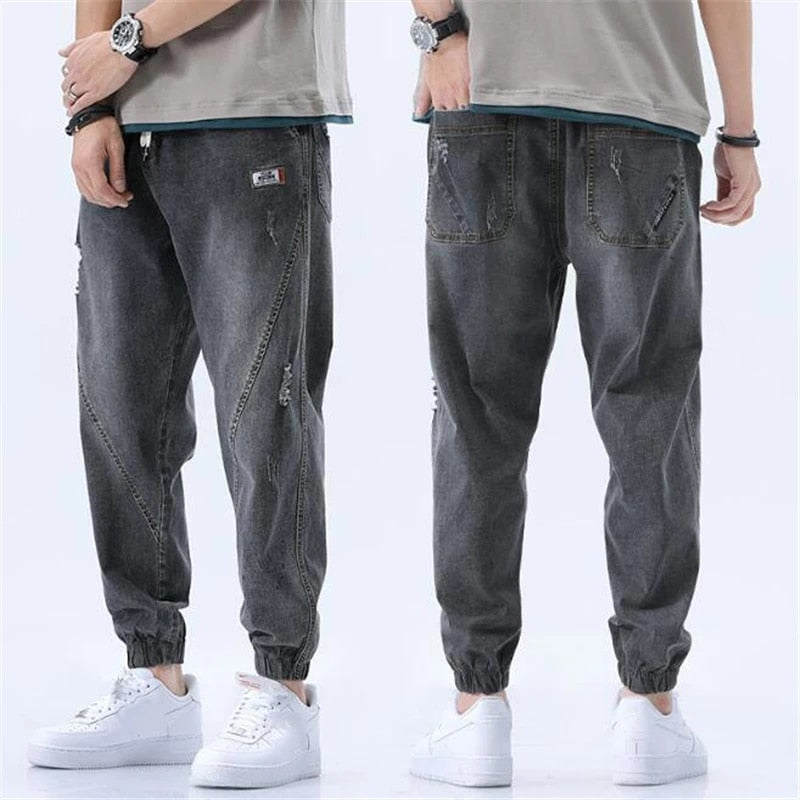 Men's Relaxed Wide Leg Jeans - Baggy Drawstring Fit