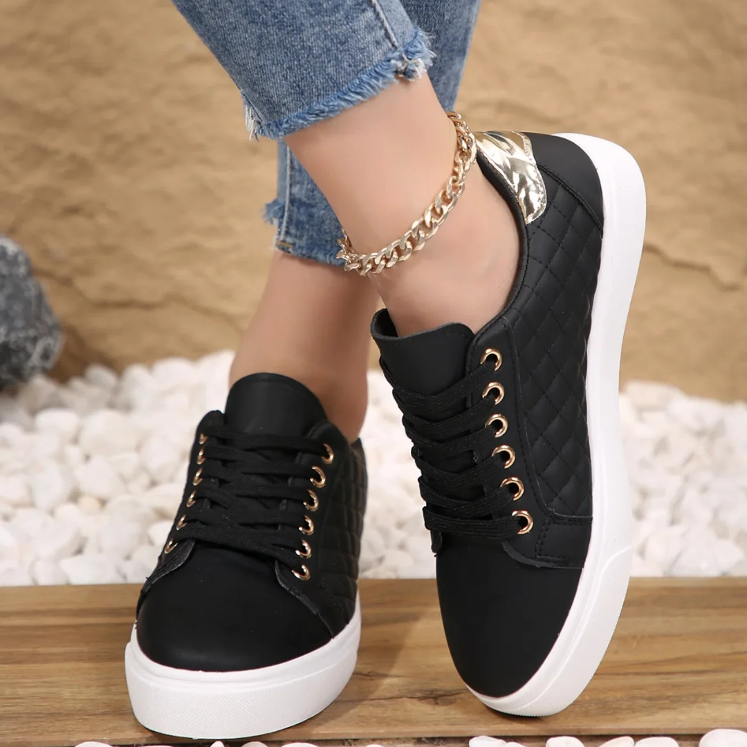 Women's Trainers - Quilted Pattern with Platform Sole