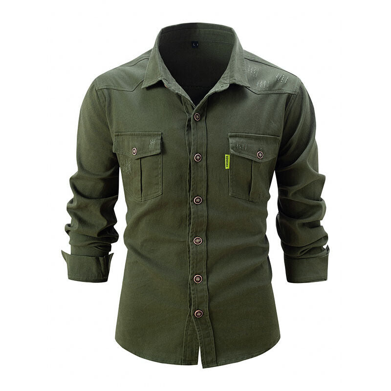 Men's Cargo Shirt - Button-Down with Chest Pockets