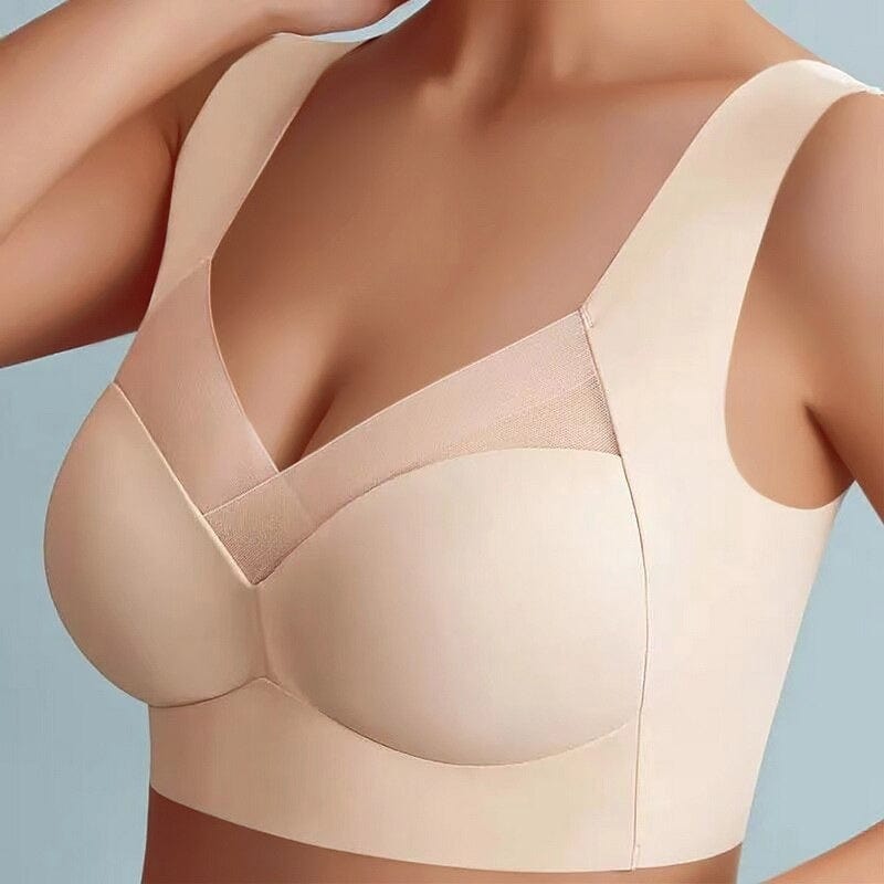 Women's Seamless Bra - Mesh Detail and Wide Strap Design