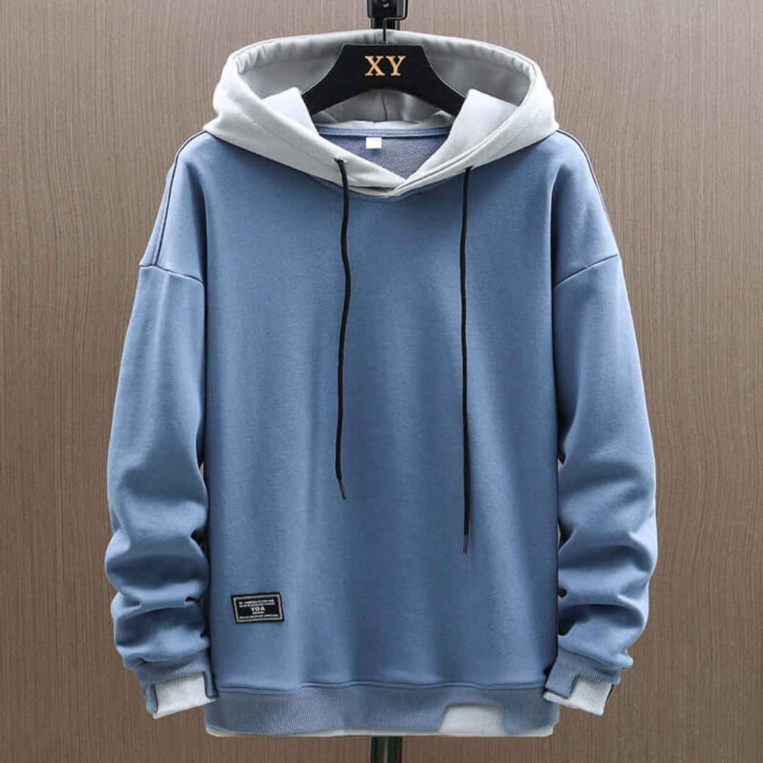 Men's Contrast Hooded Jumper - Long Sleeve and Oversized Fit