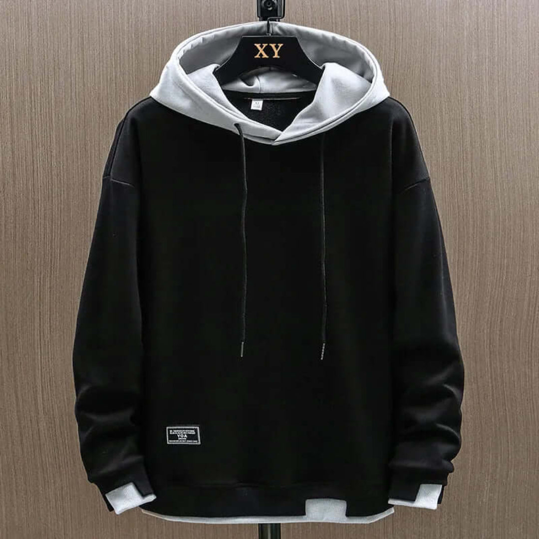 Men's Contrast Hooded Jumper - Long Sleeve and Oversized Fit