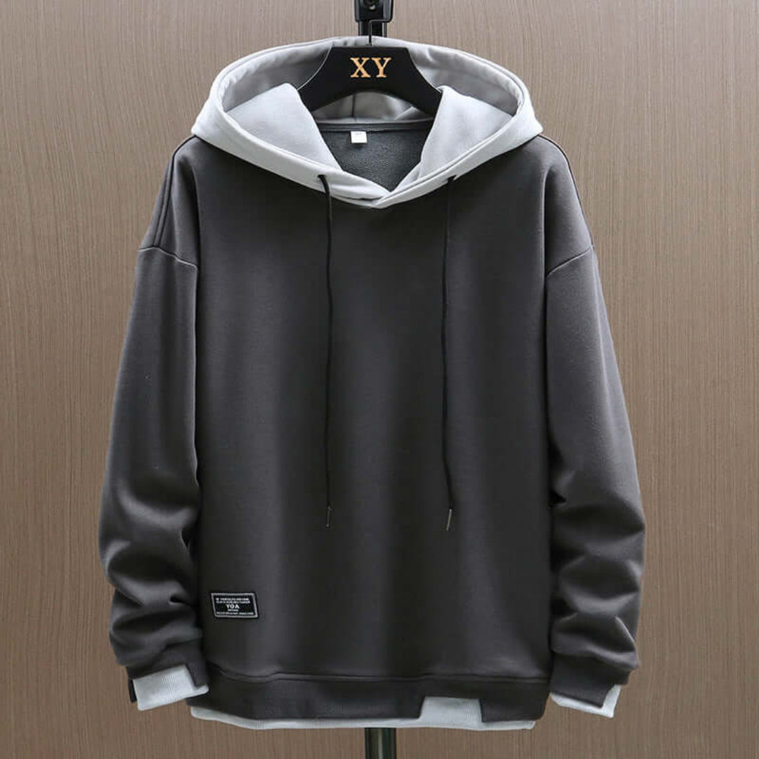 Men's Contrast Hooded Jumper - Long Sleeve and Oversized Fit