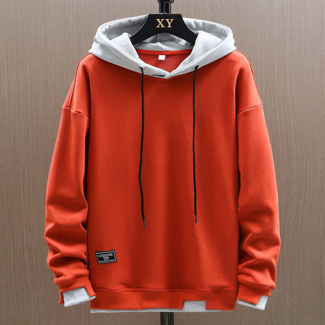 Men's Contrast Hooded Jumper - Long Sleeve and Oversized Fit