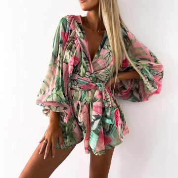 Stylish Printed Long Sleeve Romper for Women
