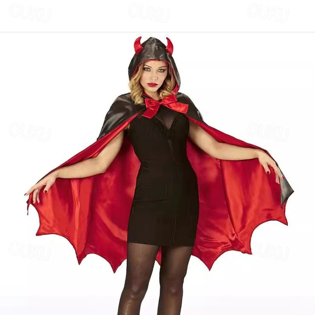 Women's Vampire Halloween Costume Cape - Bat Reversible
