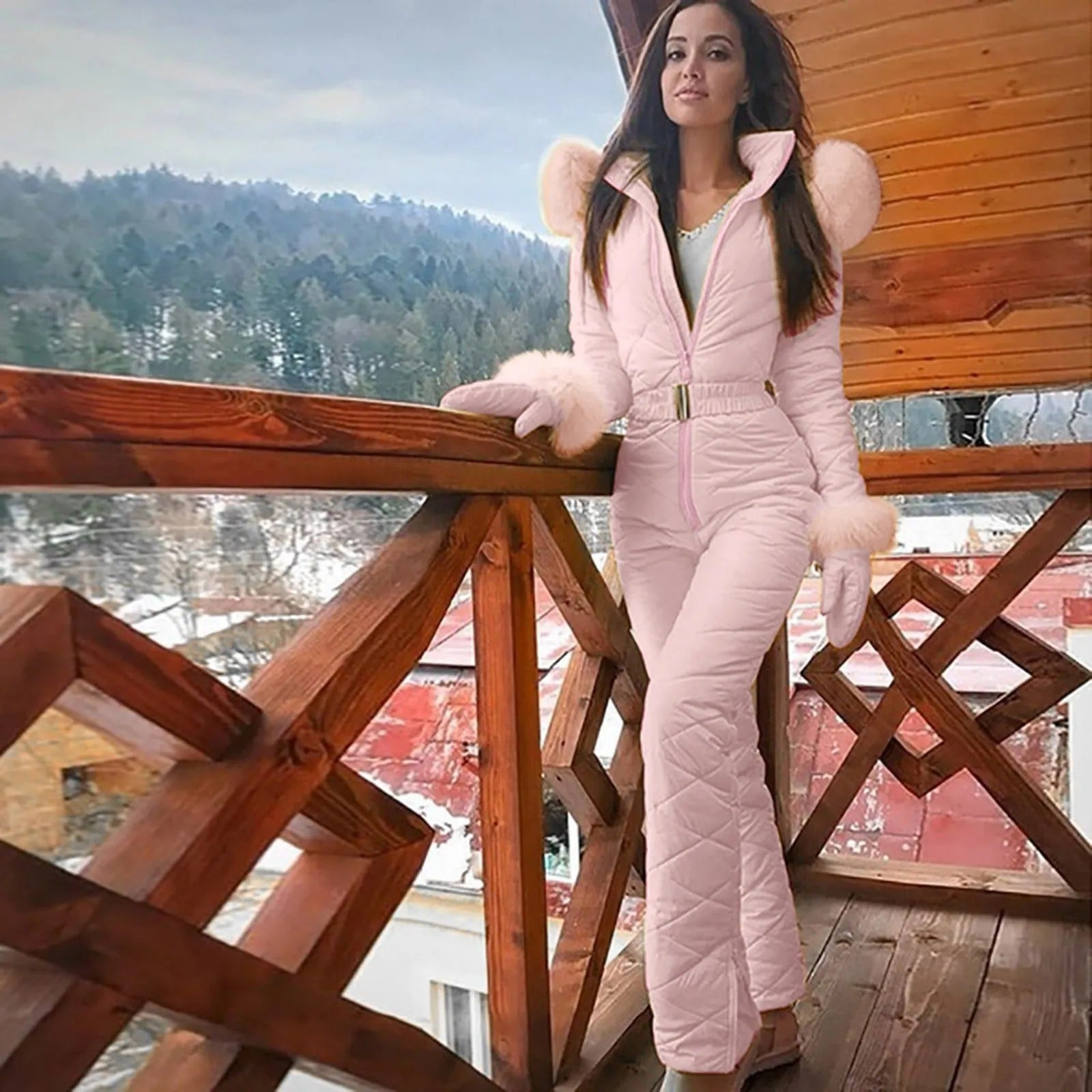 Women's Ski Suit - Hooded with Belted Waist