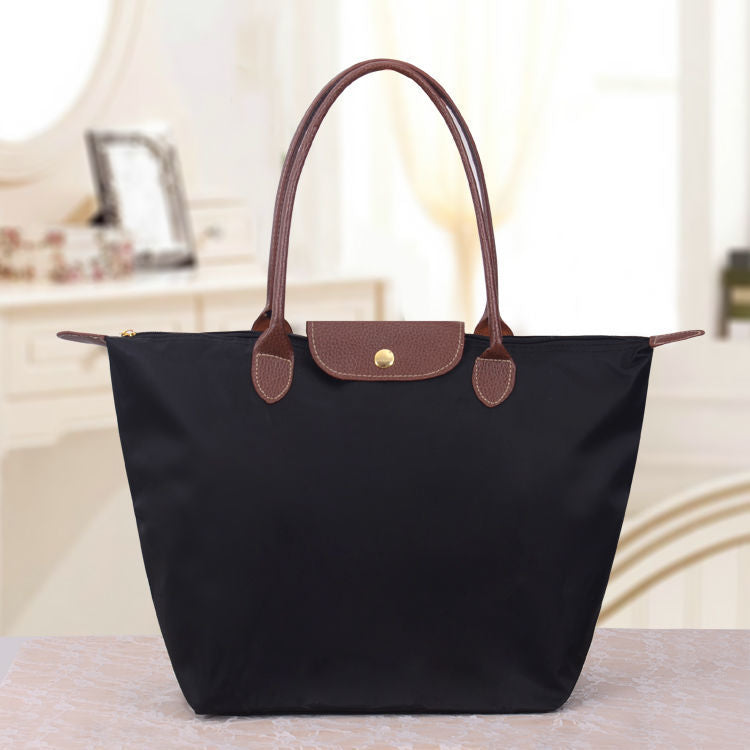 Women's Structured Shoulder Bag - Textured Flap, Water-Resistant
