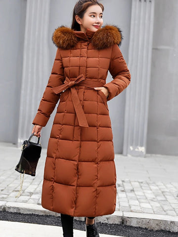 Alaine - Elegant Long Parka with Fur Hood for Women