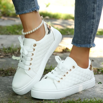 Women's Trainers - Quilted Pattern with Platform Sole