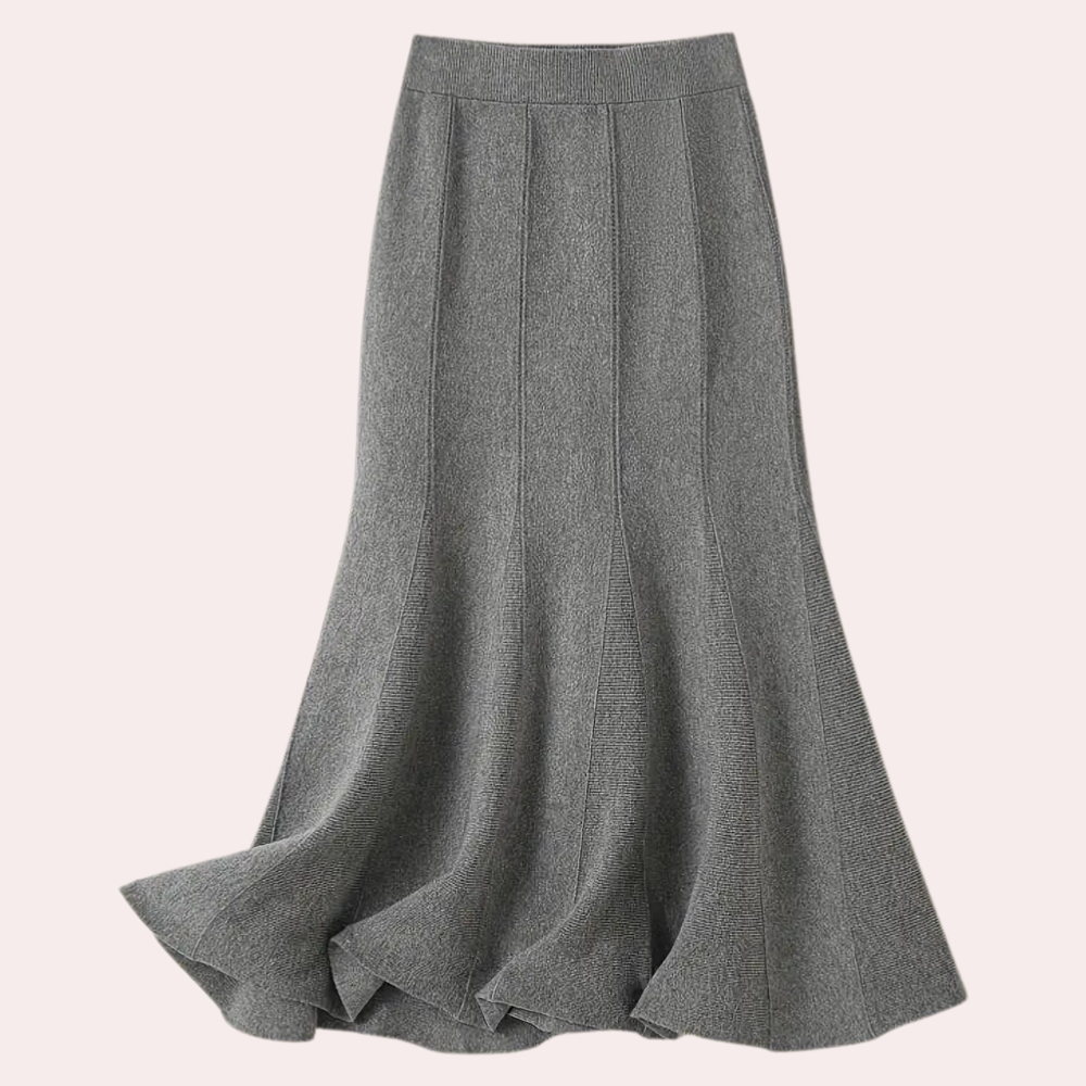 Women's Grey Pleated Maxi Skirt - Fit and Flare Style
