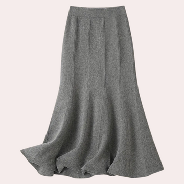 Women's Grey Pleated Maxi Skirt - Fit and Flare Style
