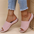Women's light pink breathable orthopaedic summer sliders, ideal for all-day comfort.