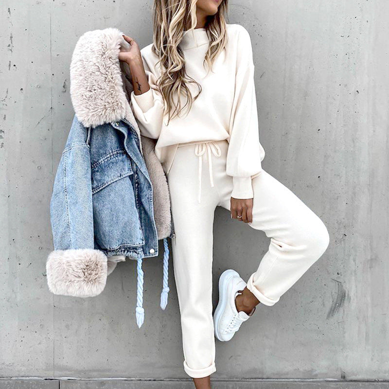 Women's Loungewear Set - Long Sleeve Top & Drawstring Trousers
